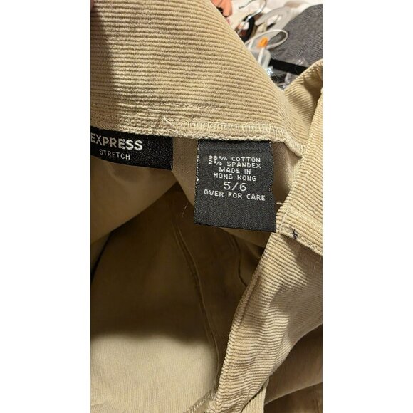Express Corduroy Skirt Size Small Beige Cotton Spandex Button Down Preppy - Picture 3 of 7